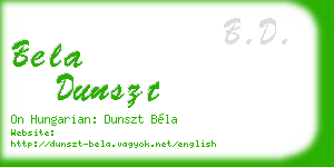 bela dunszt business card